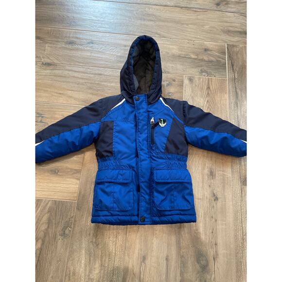 London Fog Winter Jacket Boys Size 5-6 Blue Hooded Full-Zip Heavyweight Snow - Picture 1 of 7